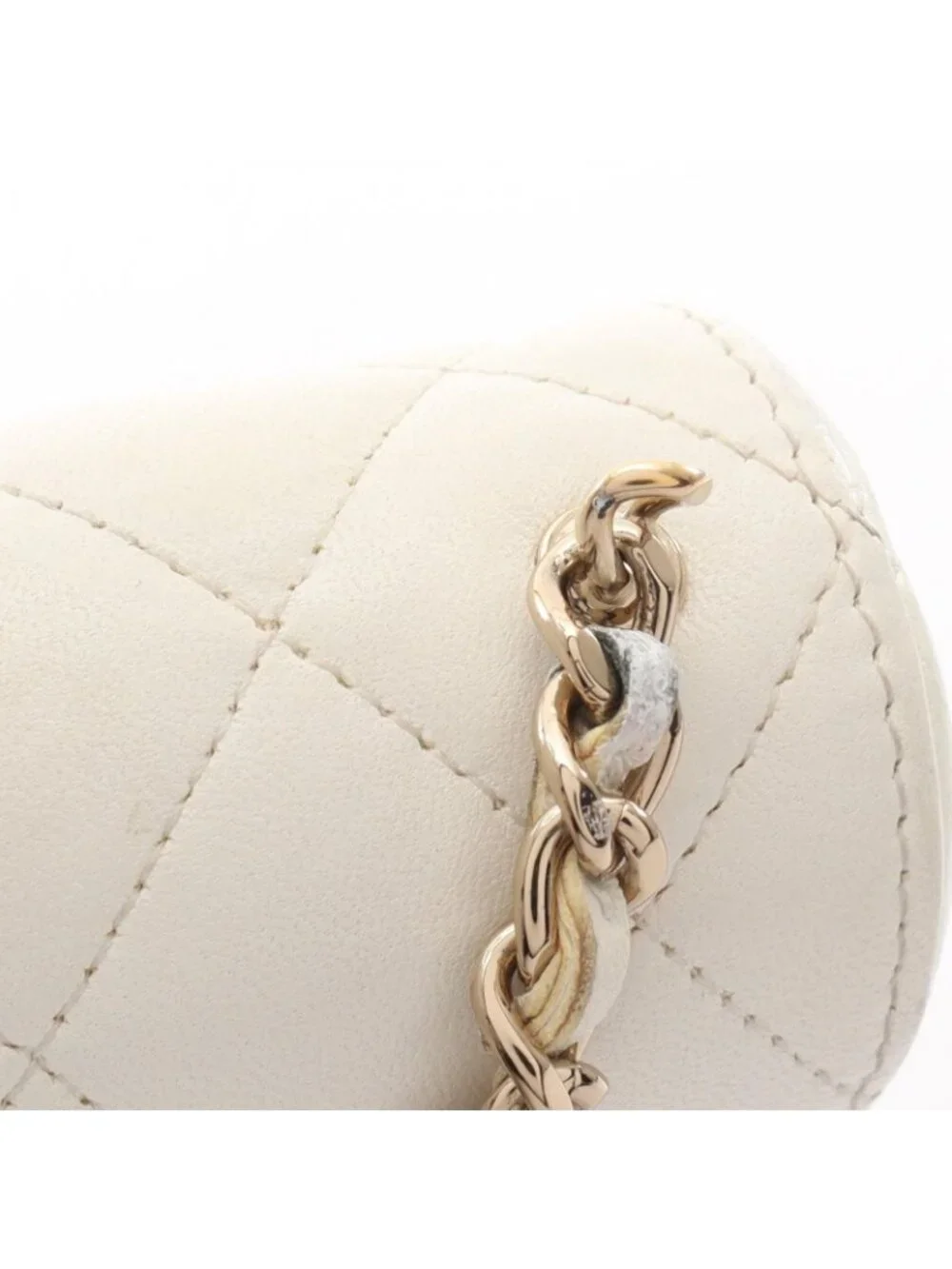 Chanel Shoulder Bag Quilted Mini White Lambskin Mini Chain